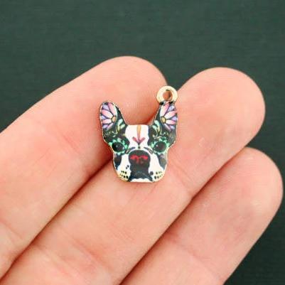4 Dog Gold Tone and Enamel Charms - GC1178