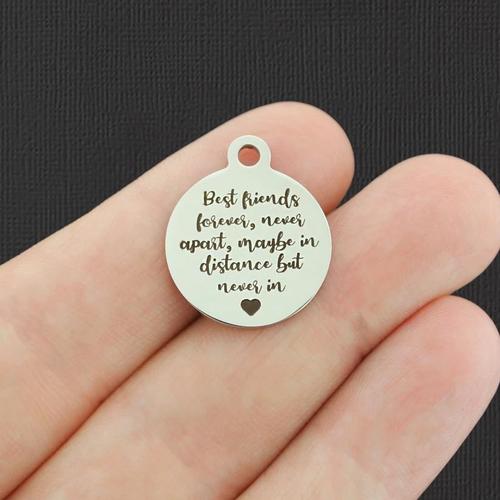 Best friends forever Stainless Steel Charms - never apart, maybe in distance but never in heart - BFS001-4823