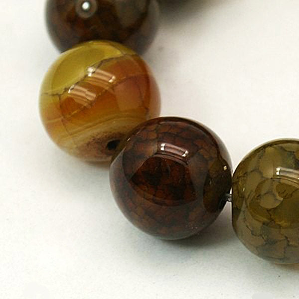 Perles d'agate rondes 6 mm - Bruns terreux - 1 brin 60 perles - BD575