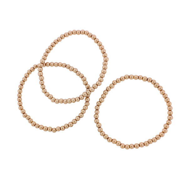 Round Glass Bead Bracelets - 55mm - Khaki - 5 Bracelets - BB132