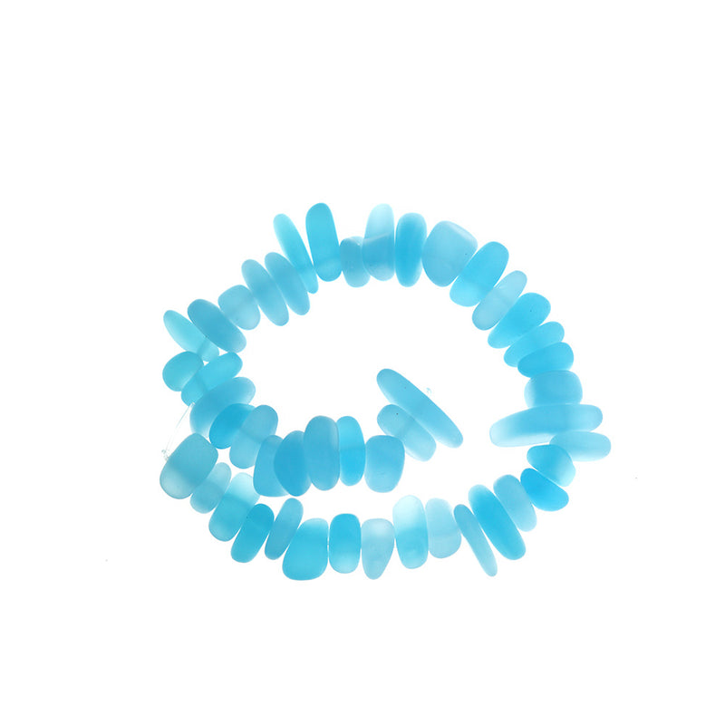 Nugget Cultured Sea Glass Beads 9mm x 6mm - Light Blue - 1 Strand 47 Beads - U030