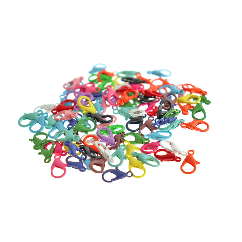 Assorted Enamel Lobster Clasps 12mm x 8mm - 50 Clasps - FF314