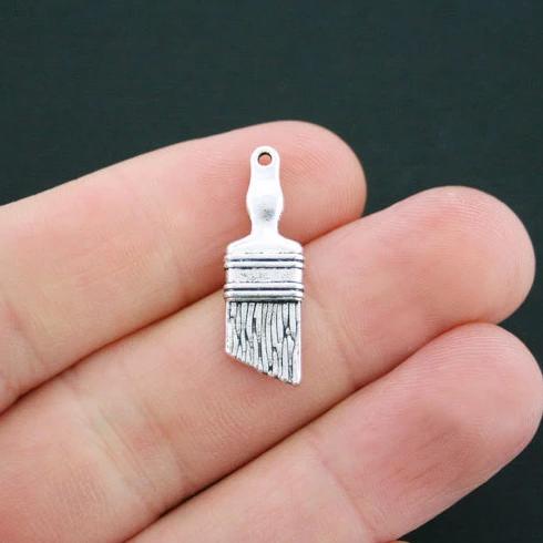 BULK 50 Paint Brush Antique Silver Tone Charms 2 Sided - SC4714