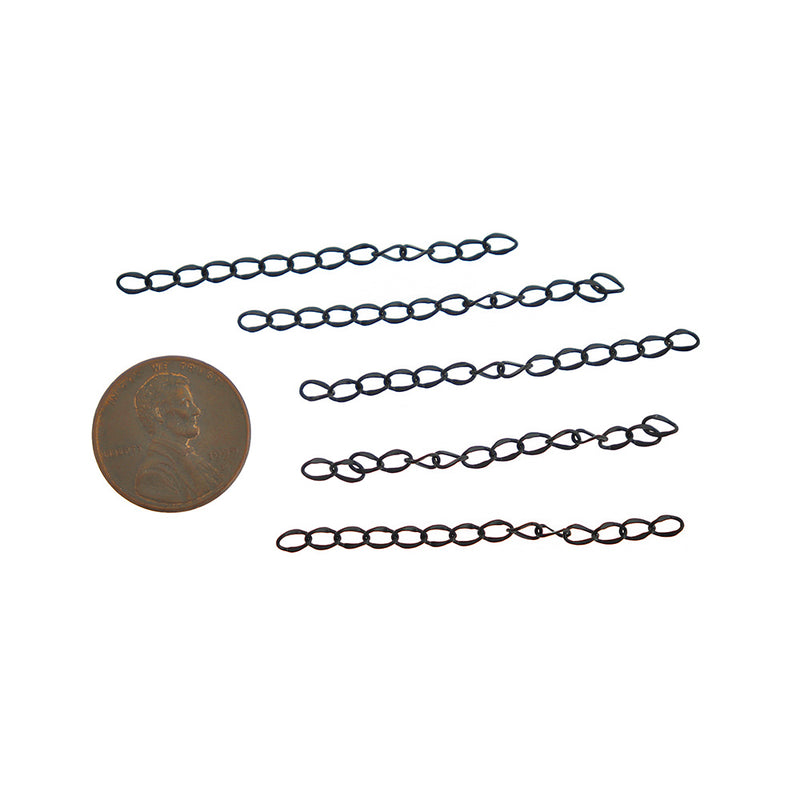Gunmetal Stainless Steel Extender Chains - 45mm x 2mm - 15 Pieces - FD016