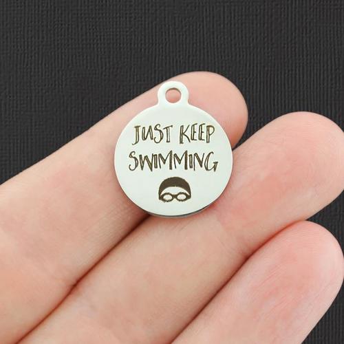Just keep swimming Stainless Steel Charms - BFS001-4872