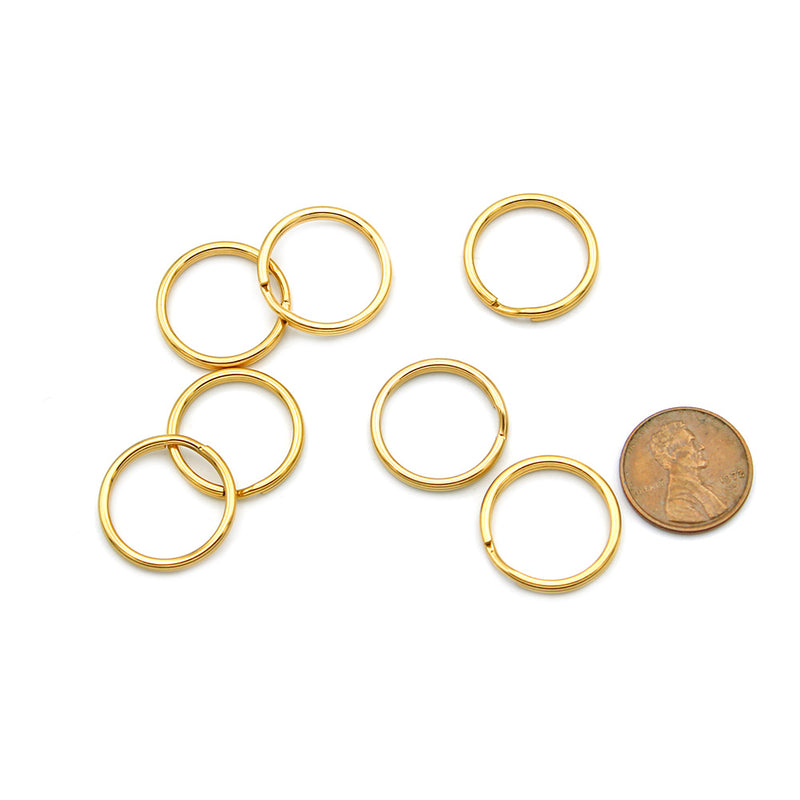 Porte-clés en acier inoxydable doré - 20 mm - 5 pièces - Z1644