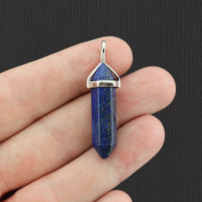 Natural Lapis Lazuli Gemstone Crystal Point Pendant 3D - GEM059