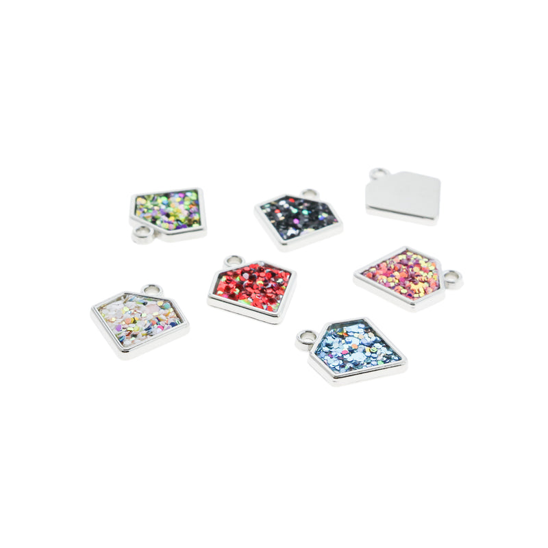 8 breloques en acrylique diamant pailleté assorties - K317