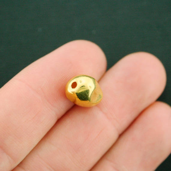 Pebble Spacer Beads 11mm x 8mm - Gold Tone - 5 Beads - GC808