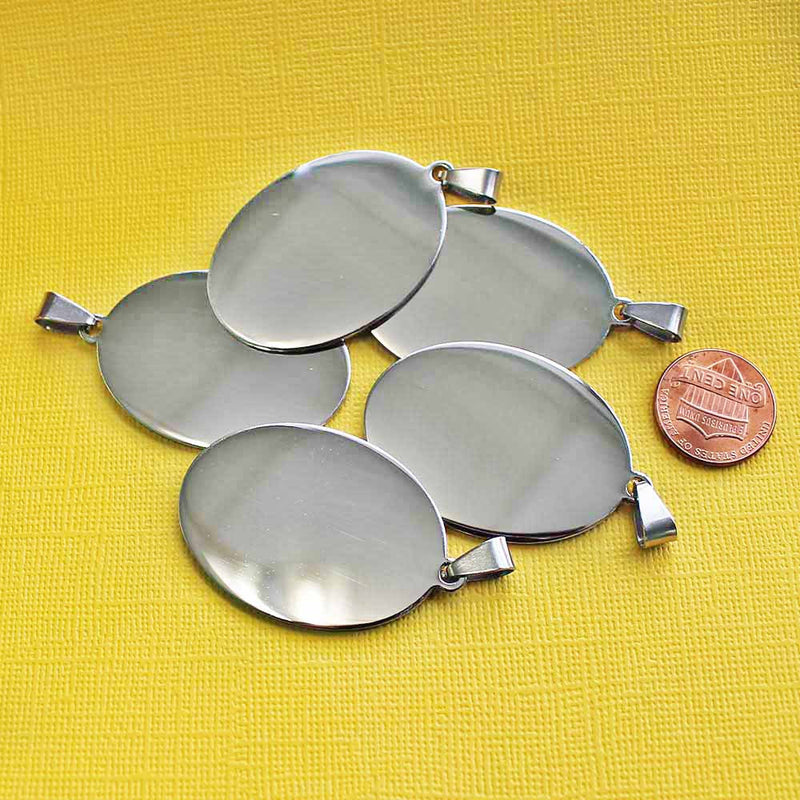 Oval Stamping Blank - Acier Inoxydable - 53mm x 30mm - 1 Etiquette - MT248