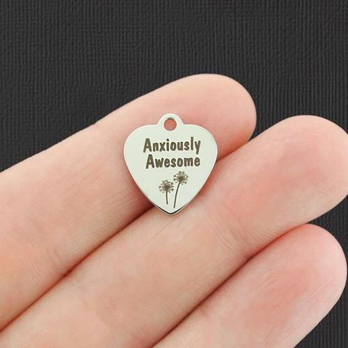 Anxiously Awesome Acier Inoxydable Petit Coeur Charms - BFS012-4909