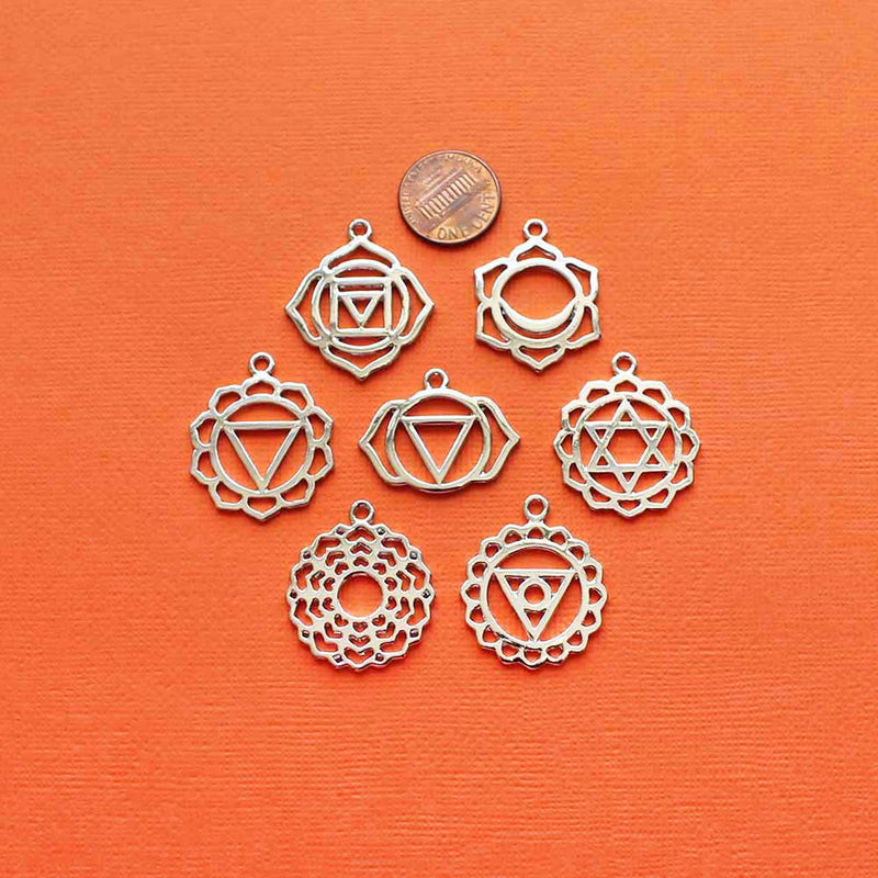 Chakra Charm Collection Silver Tone 7 Charms - COL349H