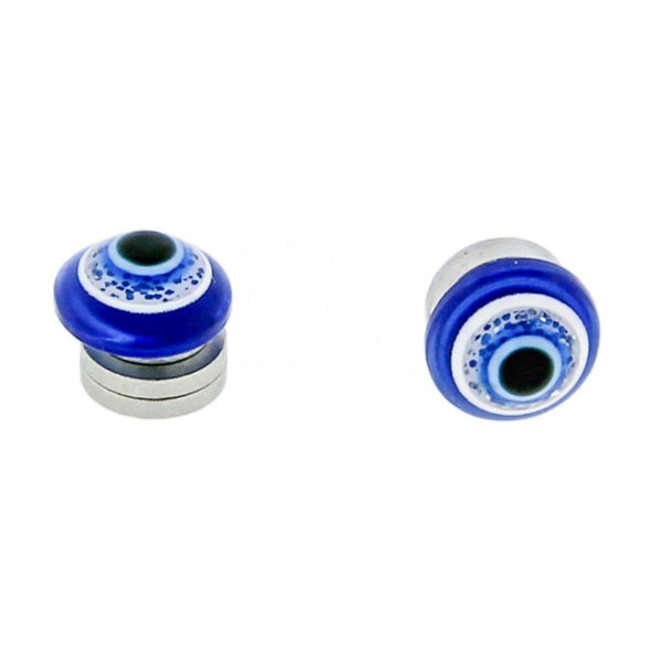 Boucles d'Oreilles en Acier Inoxydable - Goujons Magnétiques Evil Eye - 6mm - 2 Pièces 1 Paire - ER085
