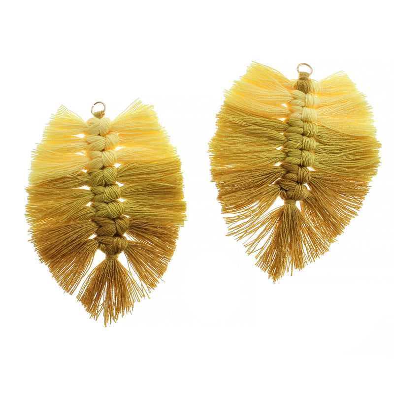 Polyester Leaf Tassel 90mm - Ombre Yellow - 1 Piece - TSP220