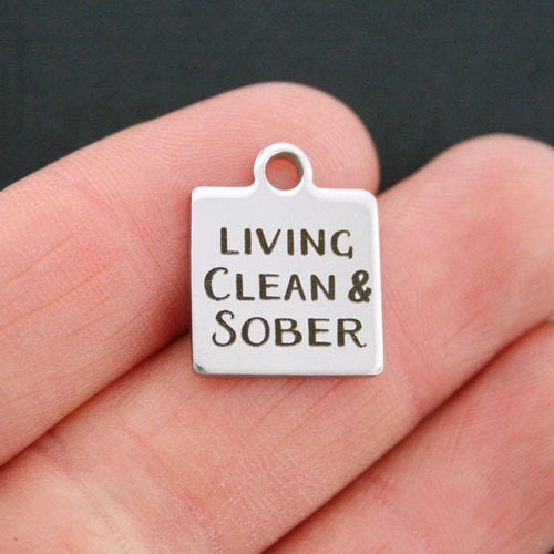 Clean & Sober Stainless Steel Charms - I'm living - BFS013-0499