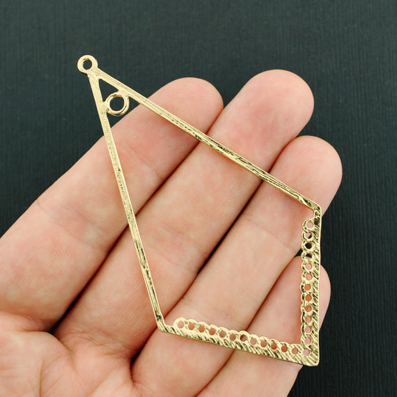 2 Geometric Teardrop Chandelier Connector Gold Tone Charms - GC1340