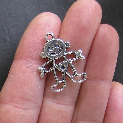 SALE 5 Baby Boy Antique Silver Tone Charms 2 Sided - SC063