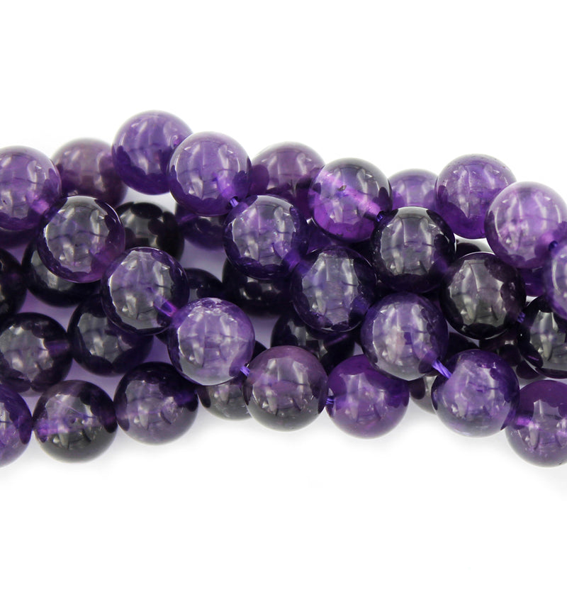 Round Natural Amethyst Beads 8mm - Deep Purple AAA Grade - 10 Beads - BD914