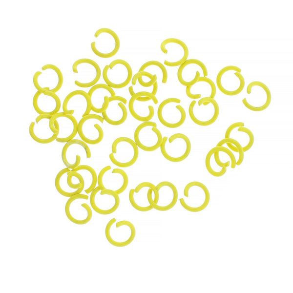 Yellow Enamel Plated Jump Rings 8mm x 1.2mm - Open 16 Gauge - 50 Rings - J086