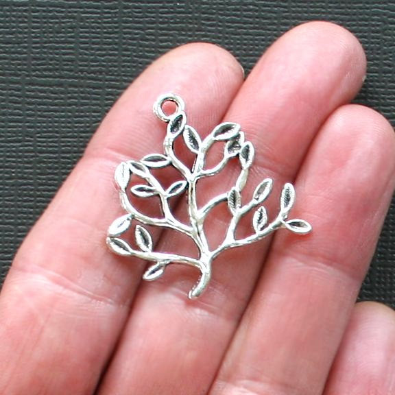4 Tree Antique Silver Tone Charms - SC958