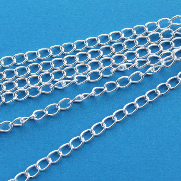 Bulk Silver Tone Curb Chain 32Ft - 6mm - FD014