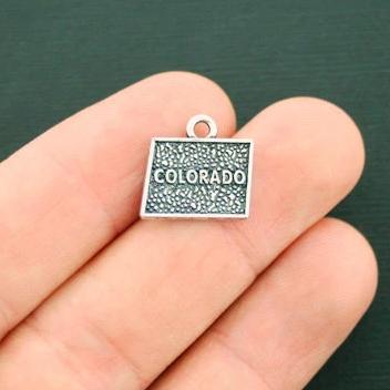 4 Colorado State Antique Silver Tone Charms 2 Sided - SC6333