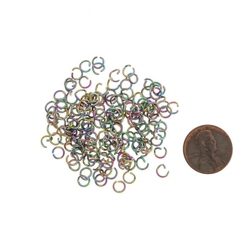 Rainbow Electroplated Stainless Steel Jump Rings 3.5mm x 0.6mm - Open 22 Gauge - 25 Rings - SS064