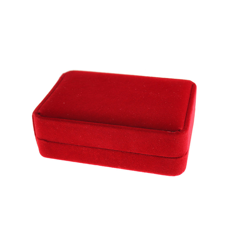 Boîte à Collier en Velours - Rouge - 10cm x 7cm - 1 Pièce - TL224
