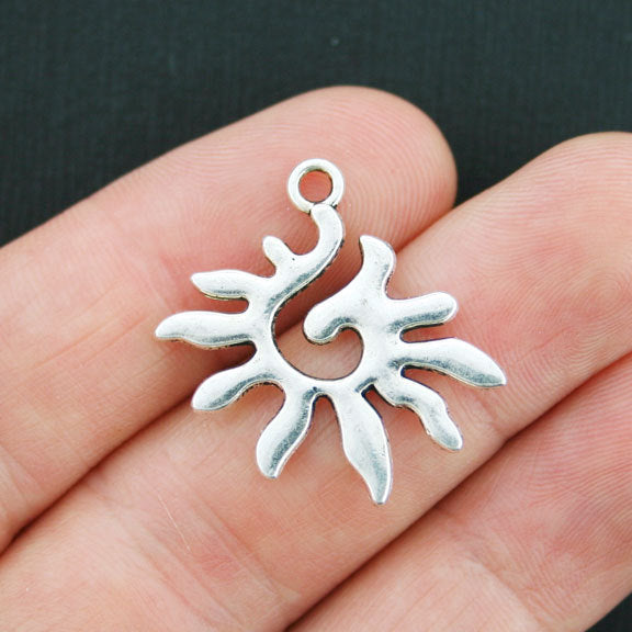 5 Sun Antique Silver Tone Charms 2 Sided - SC3729