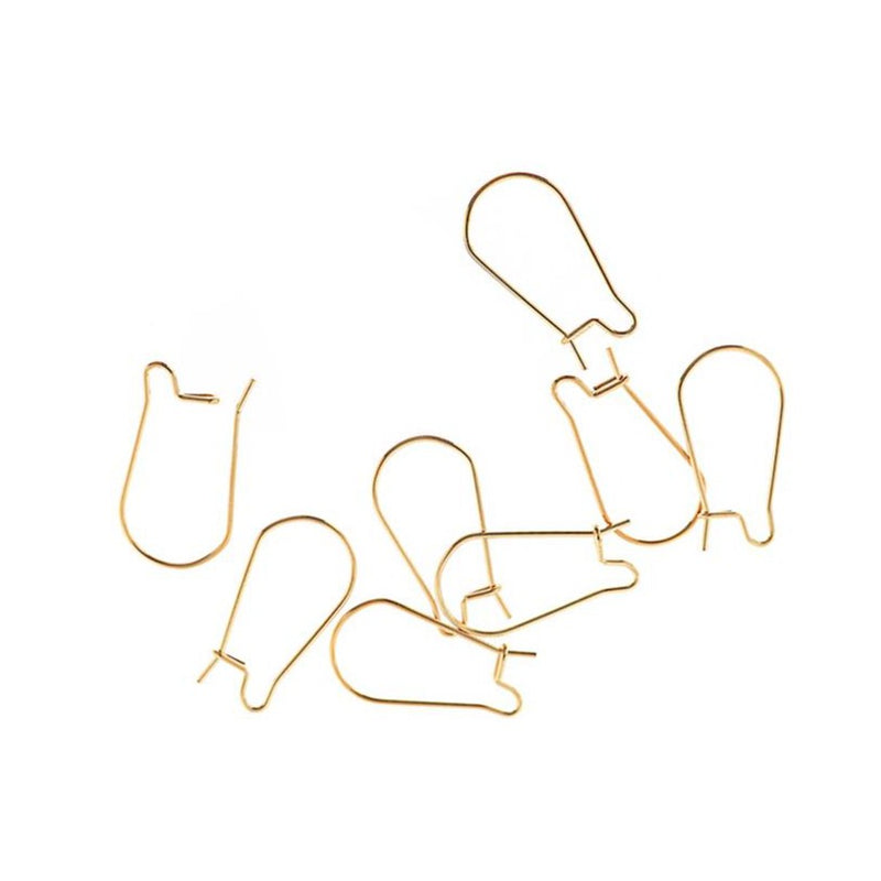 Gold Tone Stainless Steel Earrings - Kidney Style Hooks - 22mm x 11.5mm - 6 Pieces 3 Pairs - FD892