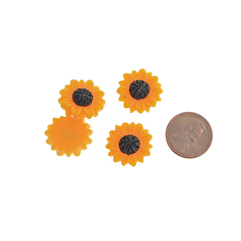 6 Sunflower Resin Charms - K582