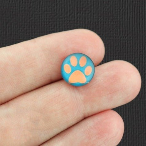 20 Paw Print Glass Dome Cabochon Seals 12mm Assorted Set - M105