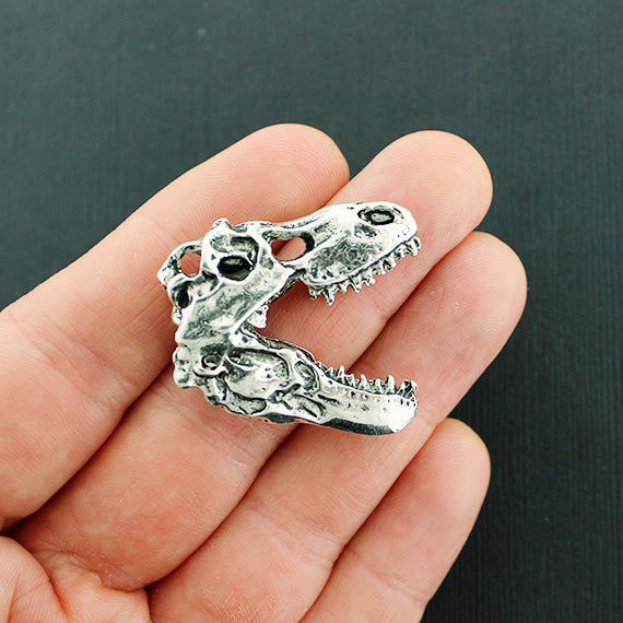 Dinosaure Antique Silver Tone Charms 2 Faces - SC4731