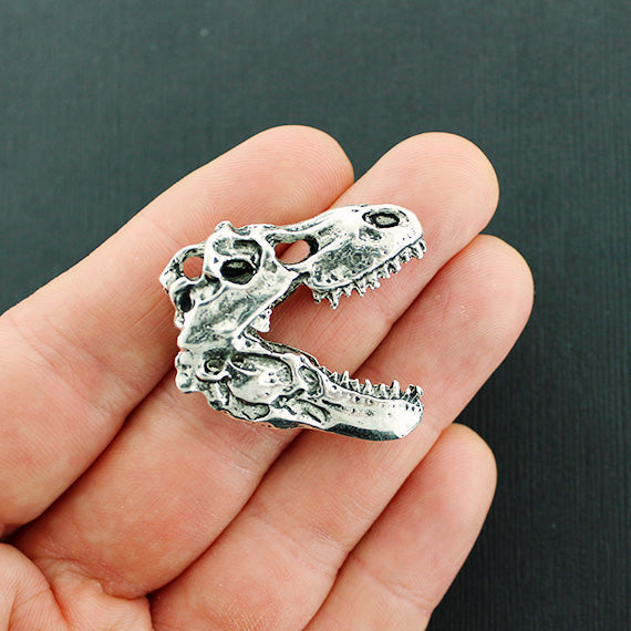 Dinosaur Antique Silver Tone Charms 2 Sided - SC4731