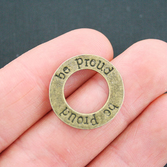 SALE 4 Be Proud Antique Bronze Tone Charms 2 Sided - BC045