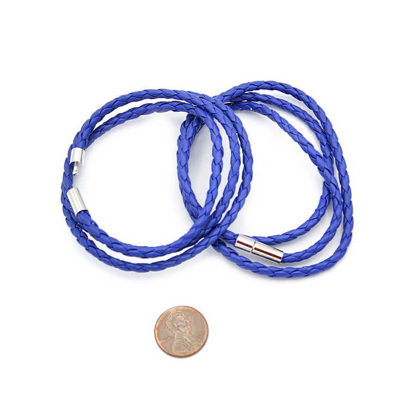 Bracelet Wrap Simili Cuir Bleu Royal 23.2" - 4mm - 1 Bracelet - N715
