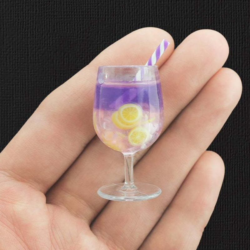 4 breloques en résine de limonade violette 3D - K414