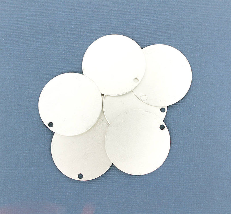Circle Stamping Blanks - Silver Anodized Aluminum - 38mm - 5 Tags - MT346