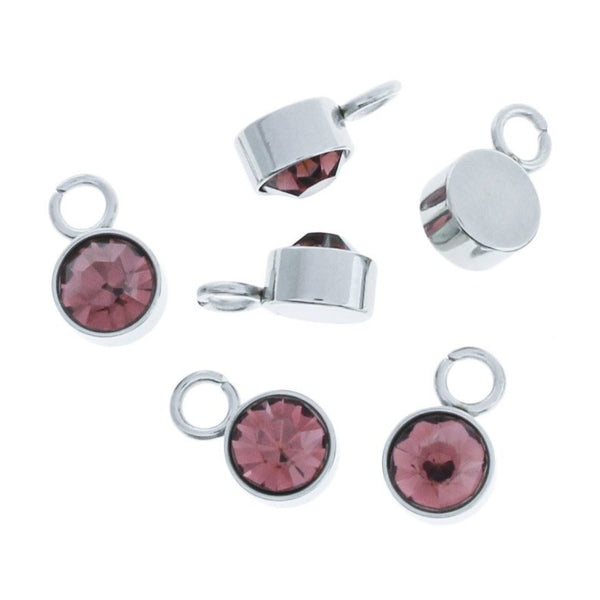 2 October Birthstone Silver Tone Stainless Steel Charms - DBD687