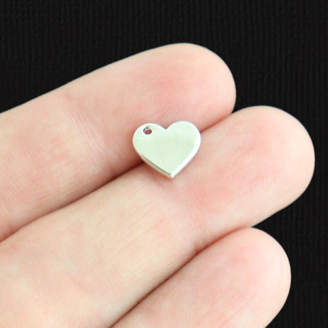 5 Heart Silver Tone Charms 2 Sided - SC5494