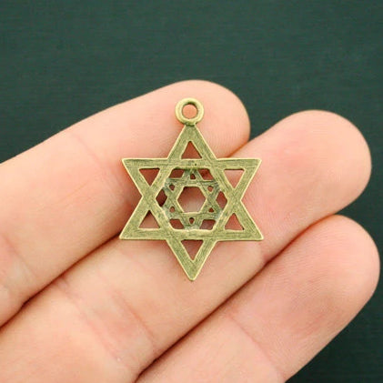 8 Star of David Antique Bronze Tone Charms - BC1336