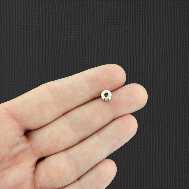 Perles d'espacement de colonne 6mm x 4mm - ton argent antique - 25 perles - SC3588