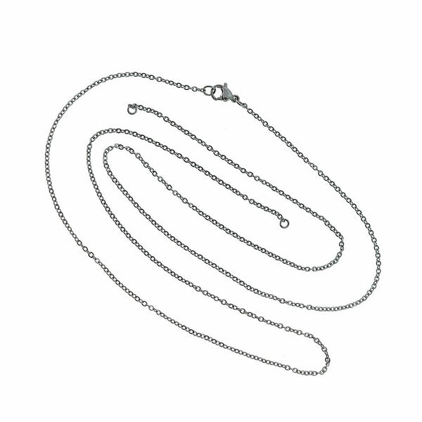 Stainless Steel Cable Chain Connector Necklace 28" - 1.5mm - 10 Necklaces - N619