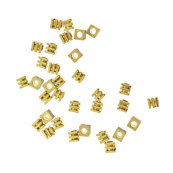 Square Spacer Beads 4mm - Antique Gold Tone - 25 Beads - GC238