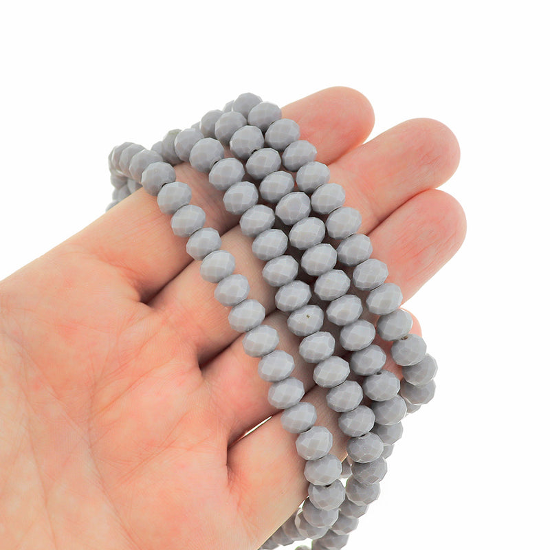 Faceted Glass Beads 8mm - Pale Grey - 1 Strand 70 Beads - BD1953