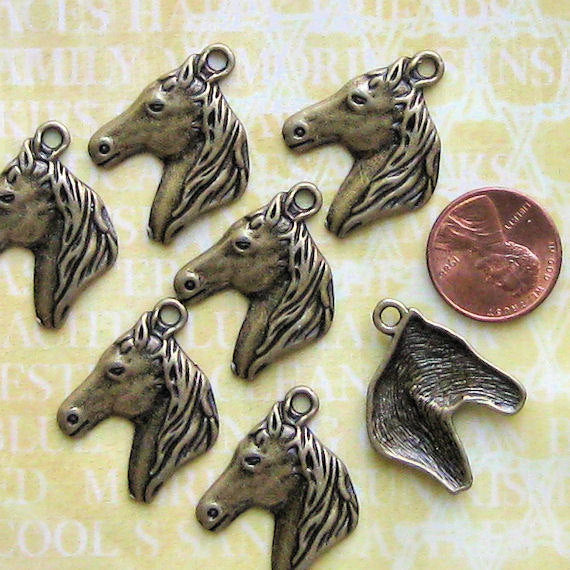 5 Horse Antique Bronze Tone Charms - BC209