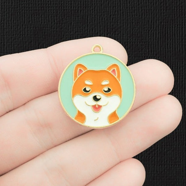 4 Corgi Gold Tone Enamel Charms - E1440