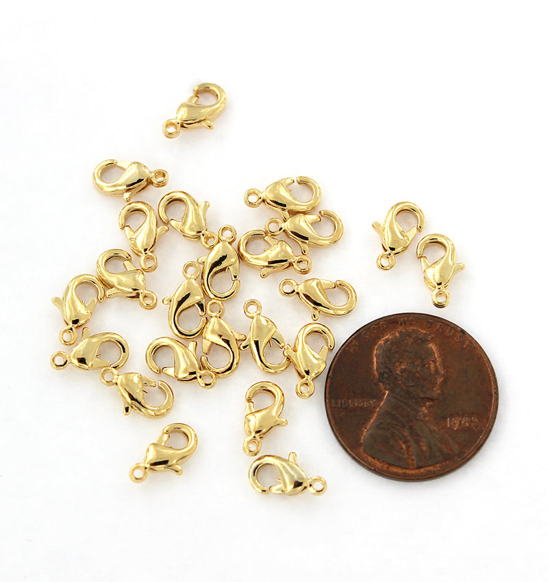 Gold Tone Lobster Clasps 9mm x 5mm - 5 Clasps - FF253
