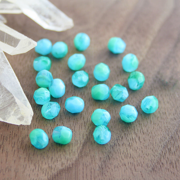 Faceted Czech Glass Beads 6mm - Polished Sky Blue - 20 Beads - CB314