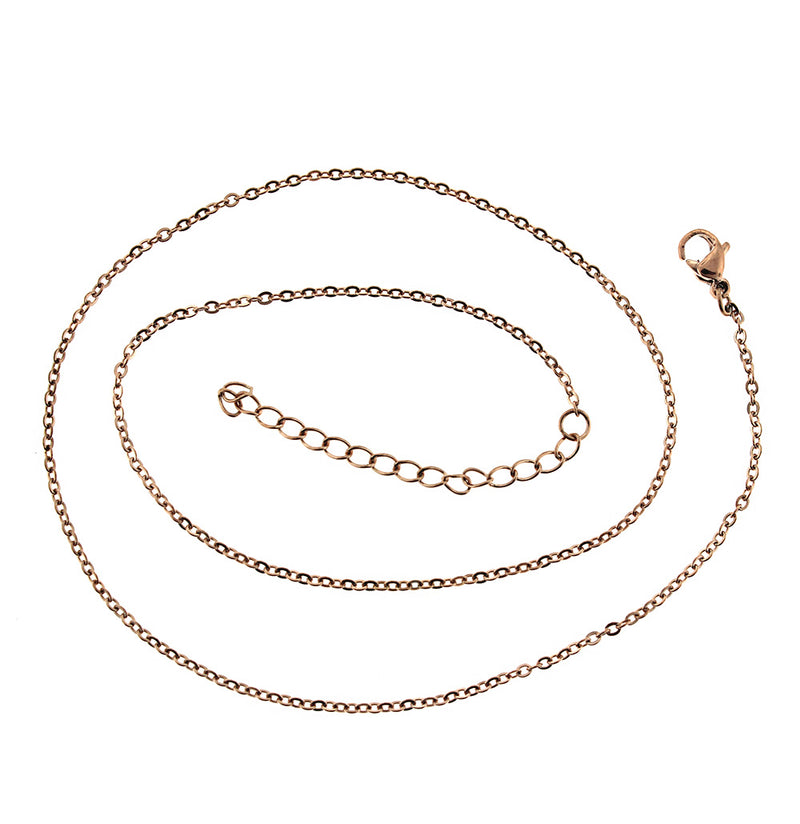 Rose Gold Tone Stainless Steel Cable Chain Necklace 16" - 1.5mm - 1 Necklace - N595